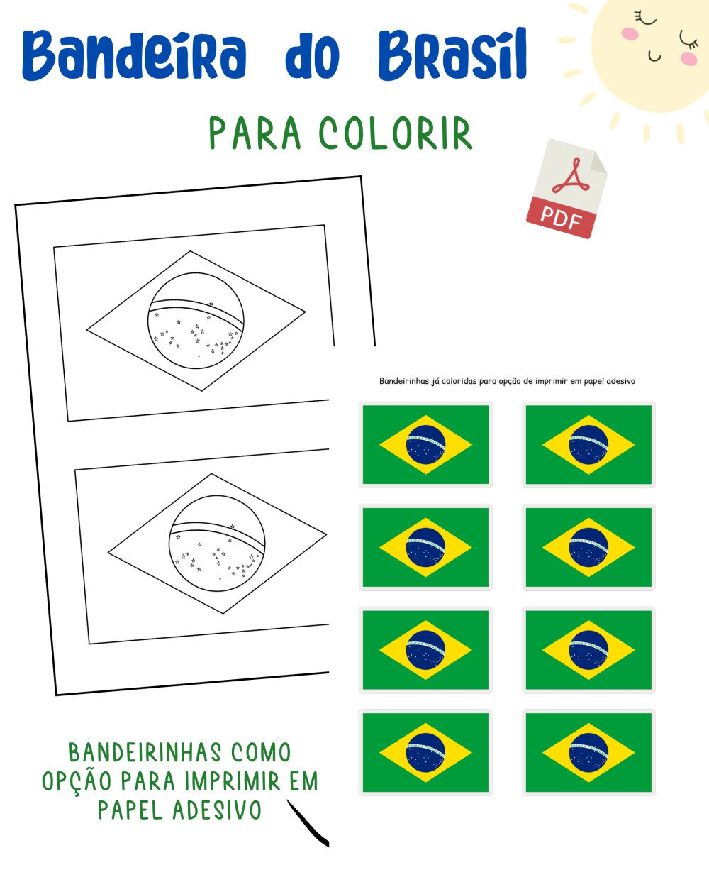 Bandeira do Brasil para colorir (PDF)
