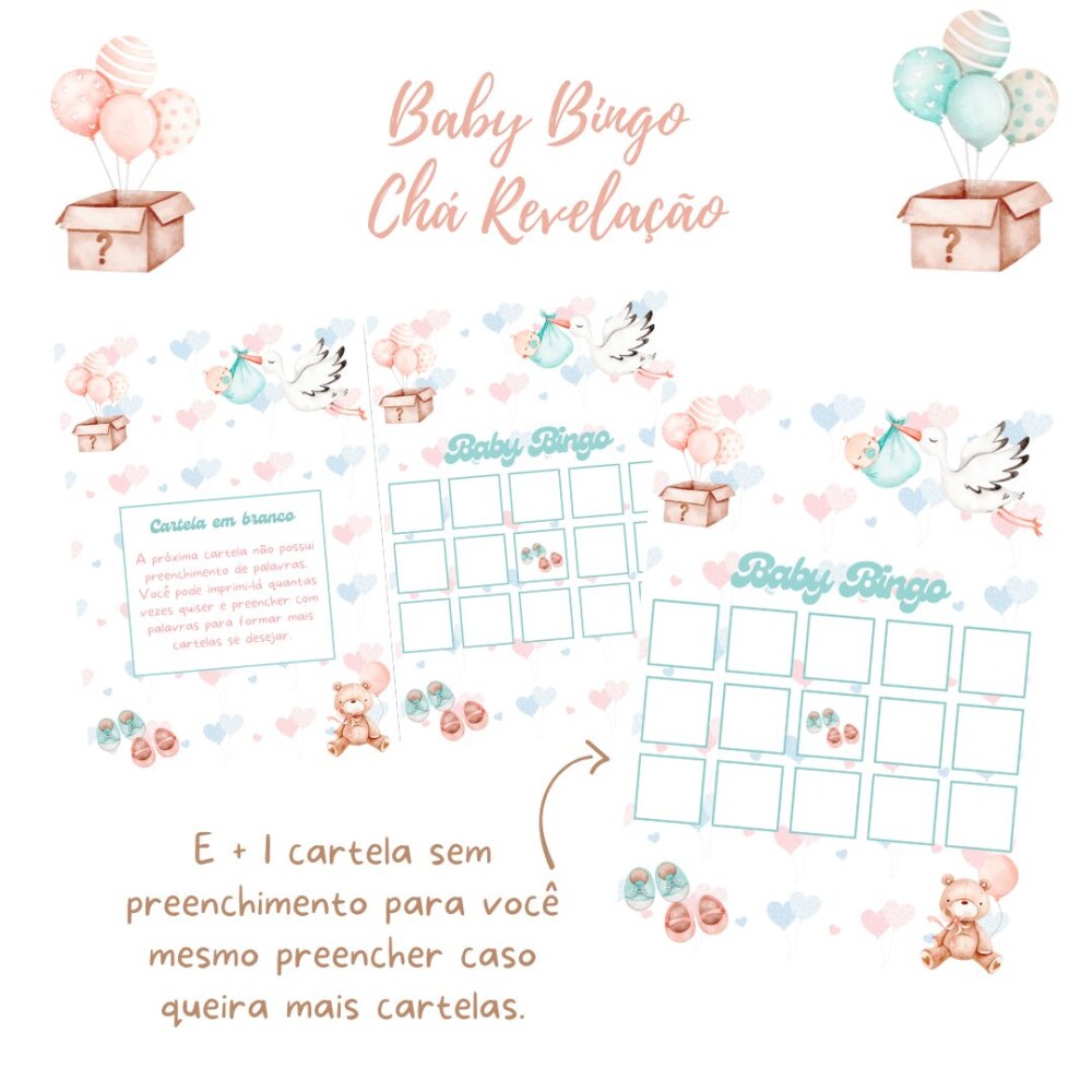 Baby Bingo Chá Revelação - 60 cartelas (PDF)