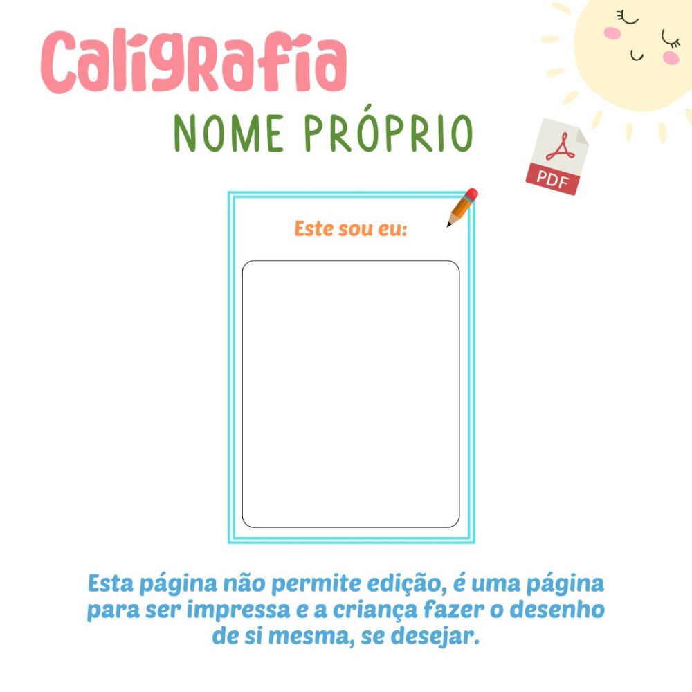 Caligrafia Nome Próprio (pdf editável escrita do nome)