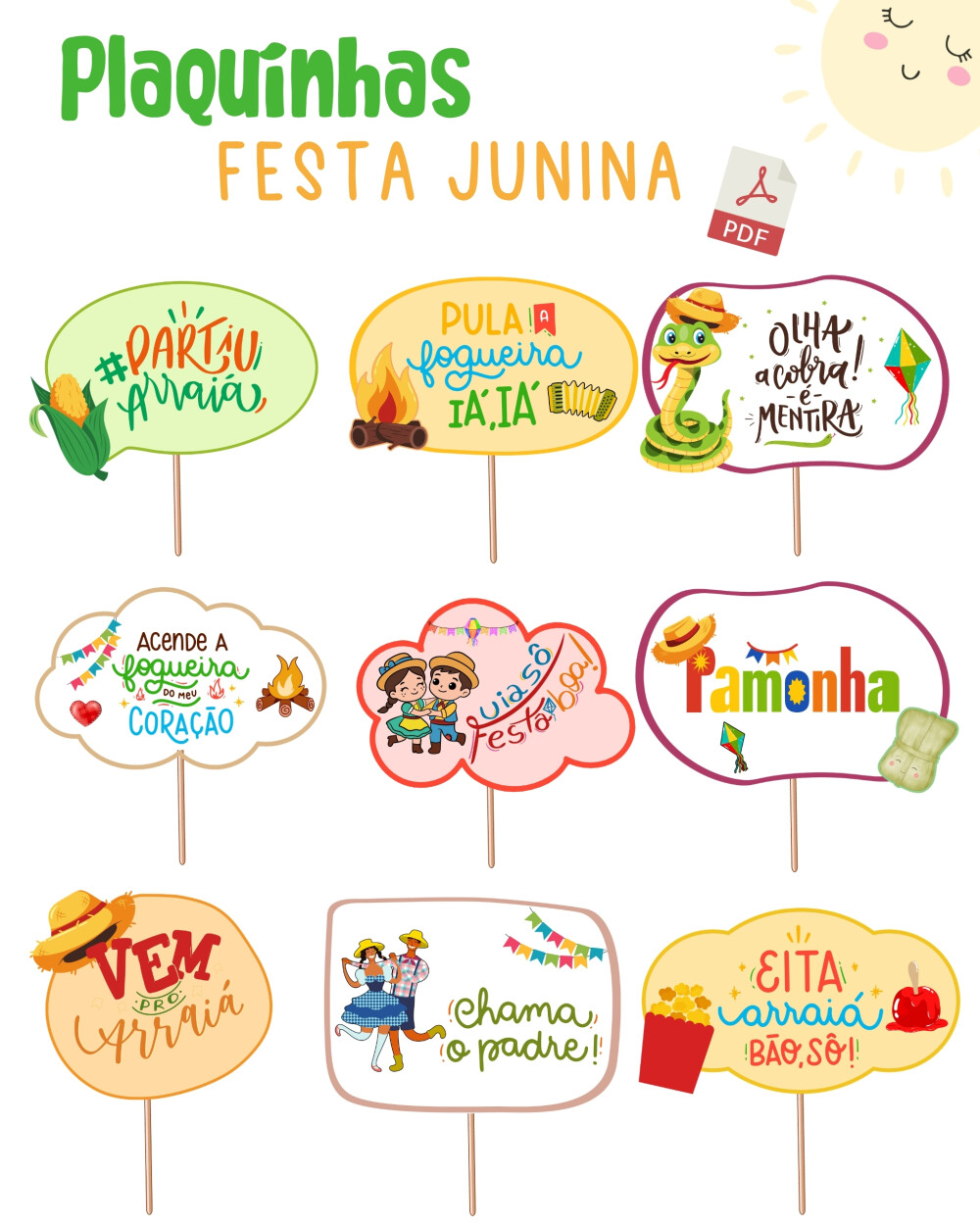 Kit Plaquinhas para foto: Festa Junina (PDF)