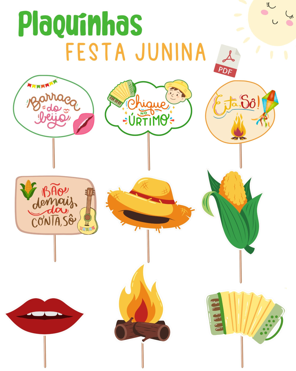 Kit Plaquinhas para foto: Festa Junina (PDF)