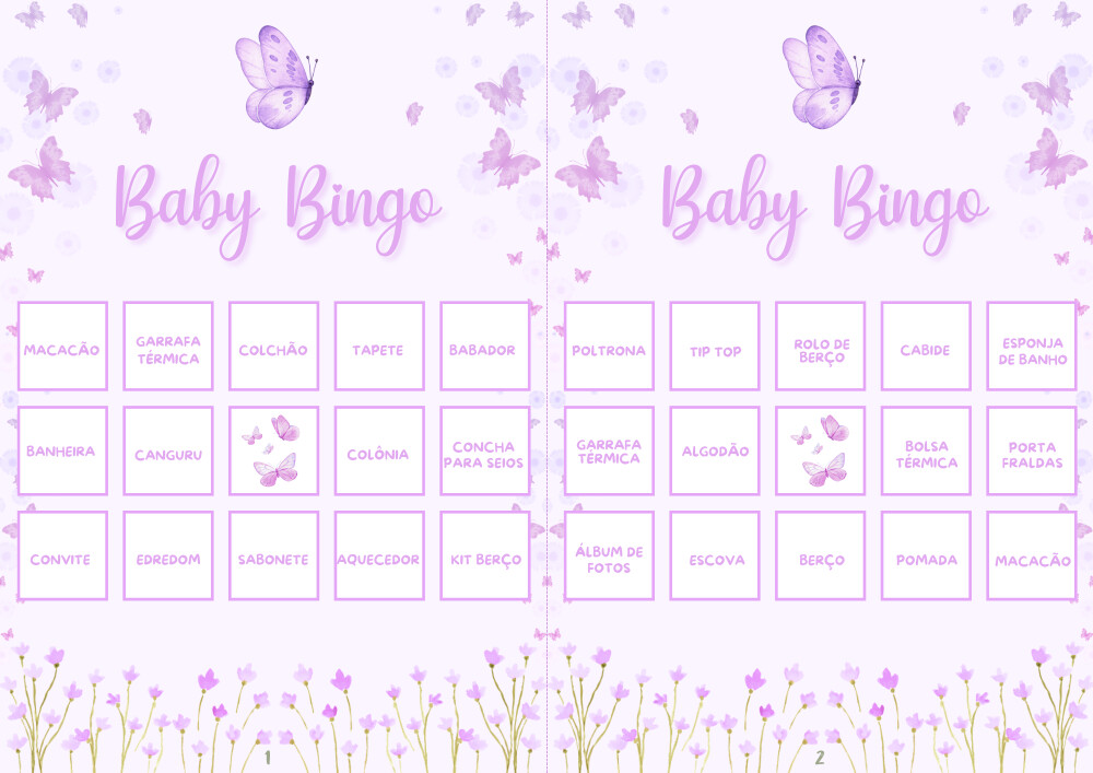 Baby Bingo Borboletas - 60 cartelas (PDF)