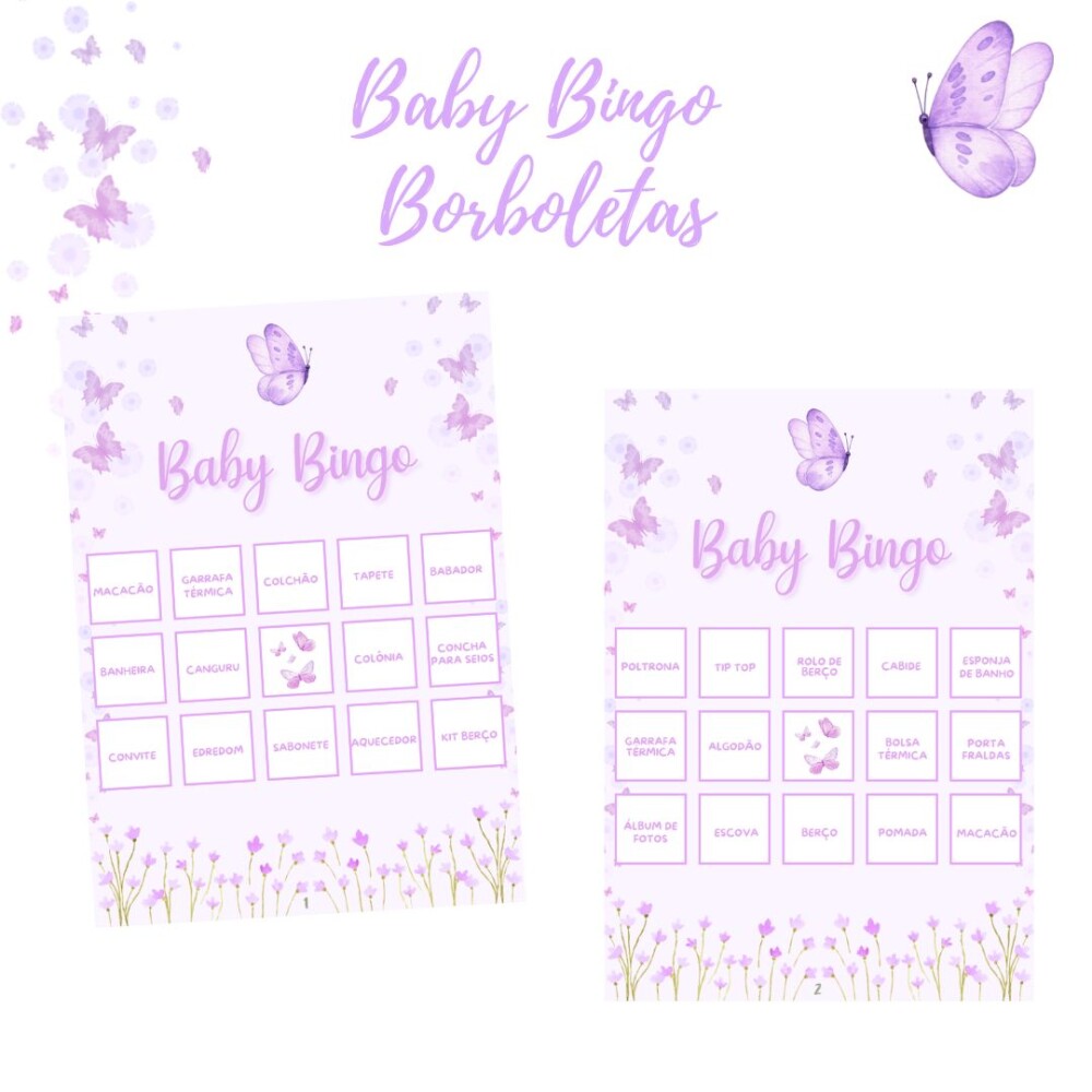 Baby Bingo Borboletas - 60 cartelas (PDF)