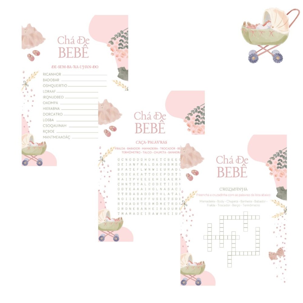 Kit brincadeiras Chá de bebê Vintage (PDF)