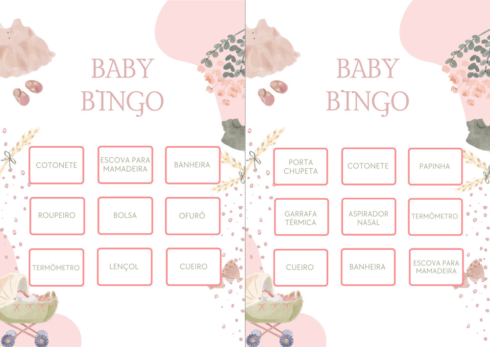 Baby Bingo Vintage - 100 cartelas (PDF)