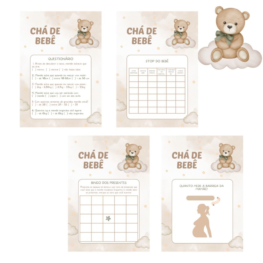 Kit brincadeiras Chá de bebê Ursinho (PDF)