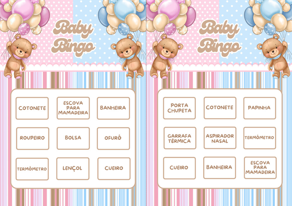 Baby Bingo Chá Revelação Ursinhos Balão - azul e rosa (100 ca