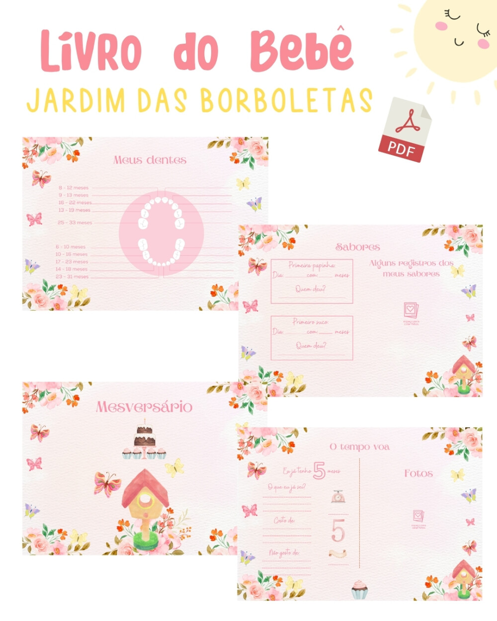Diário do bebê - Jardim das Borboletas (PDF)