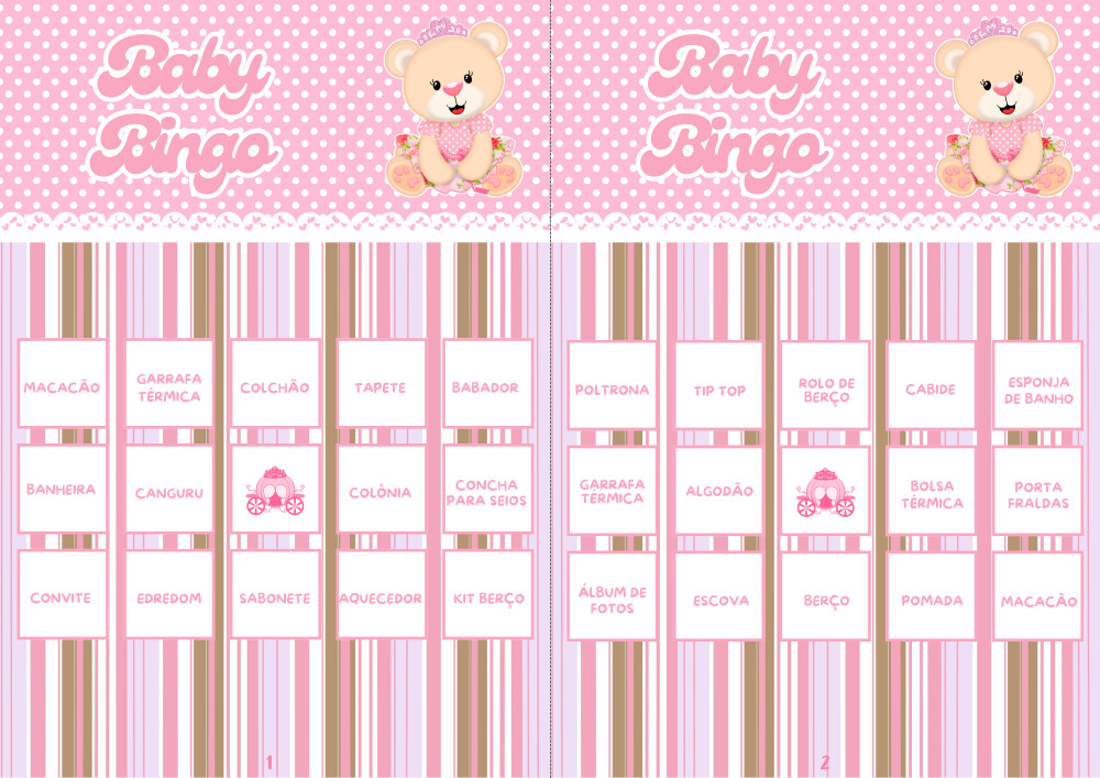 Baby Bingo Ursinha Princesa - 60 cartelas (PDF)