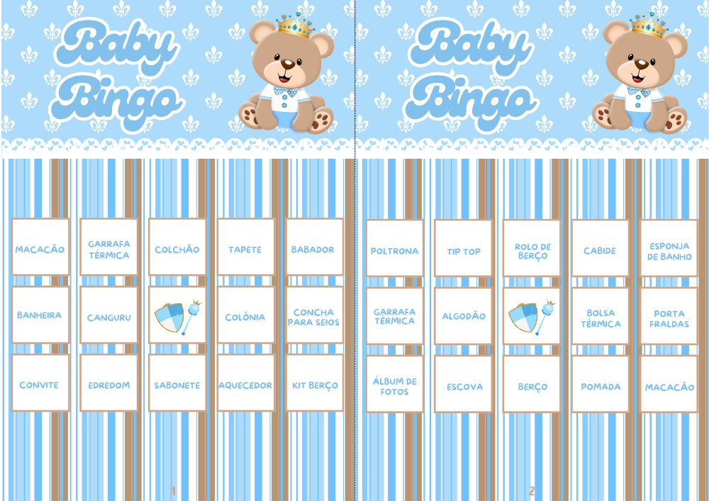 Baby Bingo Ursinho Príncipe - 60 cartelas (PDF)