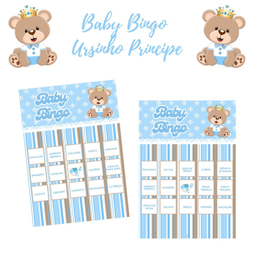 Baby Bingo Ursinho Príncipe - 60 cartelas (PDF)