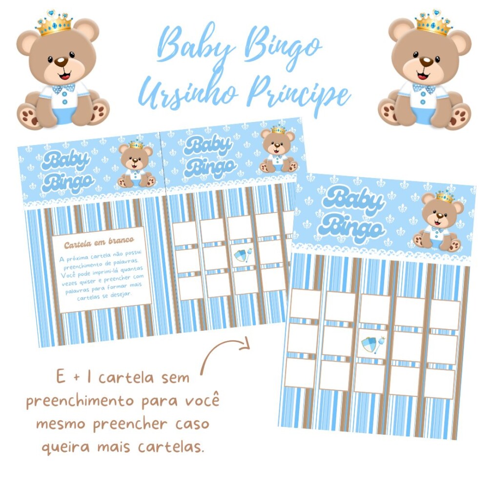 Baby Bingo Ursinho Príncipe - 60 cartelas (PDF)