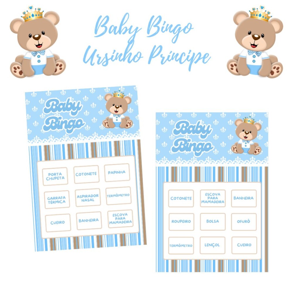Baby Bingo Ursinho Príncipe (100 cartelas) - PDF