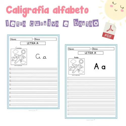 Caligrafia Alfabeto Letra Cursiva E Bastão (pdf)