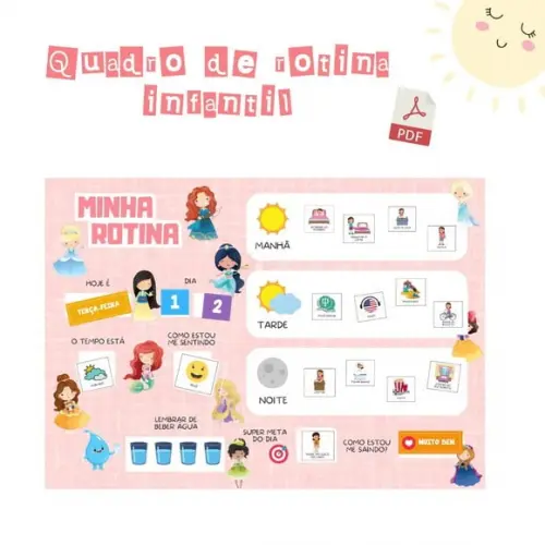 Quadro Rotina Infantil Princesas (digital Pdf)