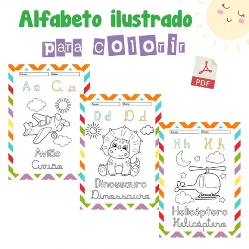 Alfabeto Ilustrado Para Colorir (arquivo Pdf)
