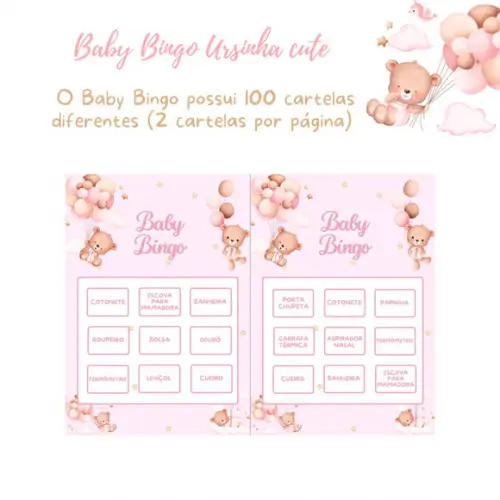 Baby Bingo Ursinha Cute - 100 Cartelas pdf
