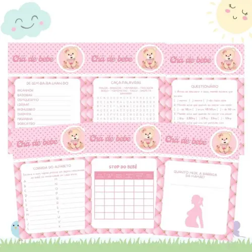 Kit Brincadeiras Chá de Bebê Ursinha (digital Pdf)