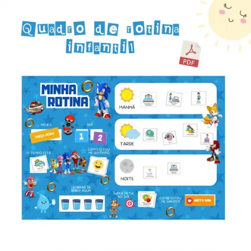 Quadro Rotina Infantil Sonic (digital Pdf)