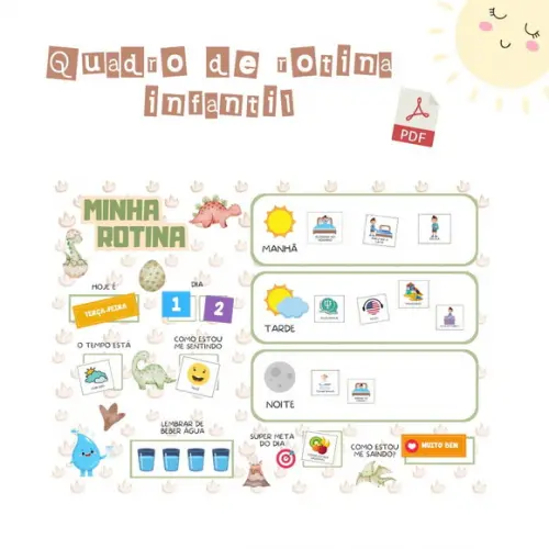 Quadro Rotina Infantil Dino (digital Pdf)