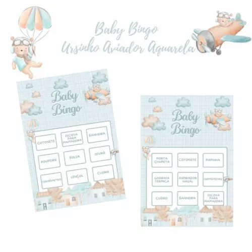 Baby Bingo Ursinho Aviador Aquarela - 100 Cartelas pdf