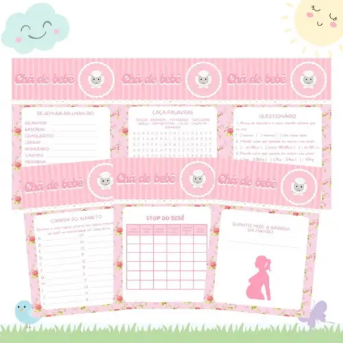 Kit Brincadeiras Chá de Bebê Ovelhinha (digital Pdf)