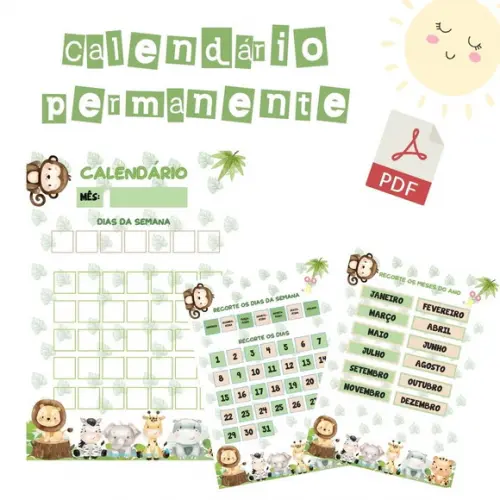 Calendário Mensal Permanente Safári (arquivo Pdf)