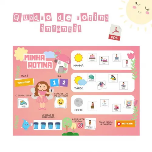 Quadro Rotina Infantil Fada (digital Pdf)