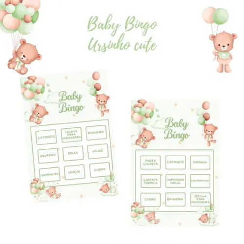 Baby Bingo Ursinho Cute (verde) - 100 Cartelas pdf