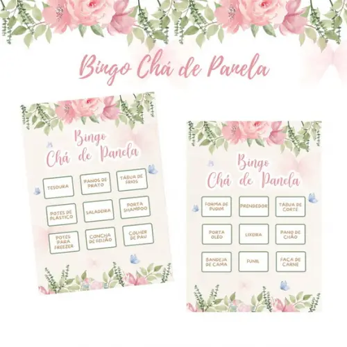 Bingo Chá de Panela Floral (100 Cartelas) - pdf