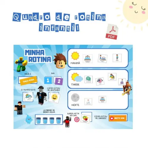 Quadro Rotina Infantil Roblox (digital Pdf)