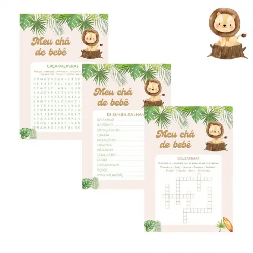 Kit Brincadeiras Chá de Bebê Leãozinho -pdf