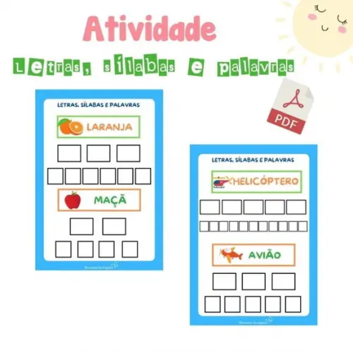 Atividade Palavras, Sílabas e Letras (arquivo Pdf)