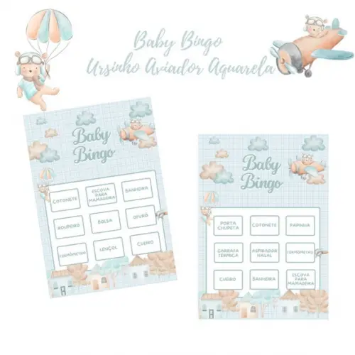 Baby Bingo Ursinho Aviador C/nome - 100 Cartelas pdf