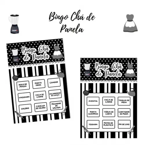 Bingo Chá de Panela - Branco/preto (50 Cartelas) - pdf