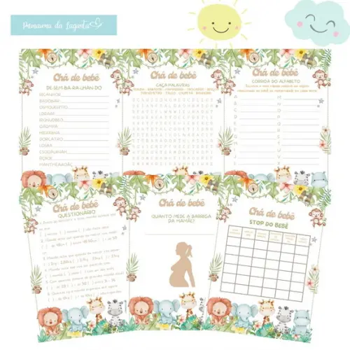 Kit Brincadeiras Chá de Bebê Safári Modelo 3 - pdf