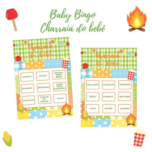 Bingo Charraiá do Bebê Festa Junina/caipira (50 Cartelas)