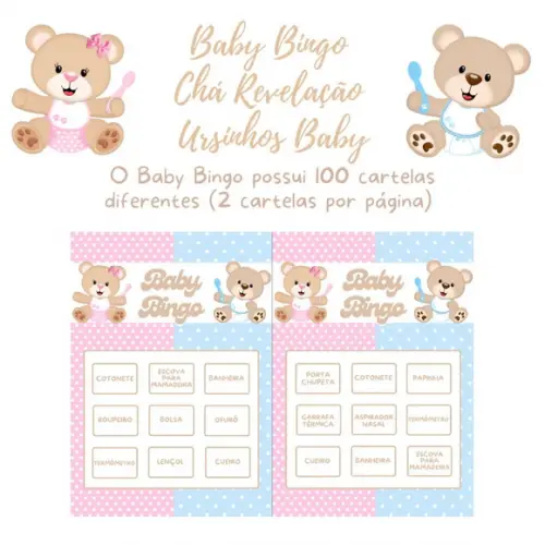 Baby Bingo Chá Revelação Ursinhos Baby (100 Cartelas) pdf