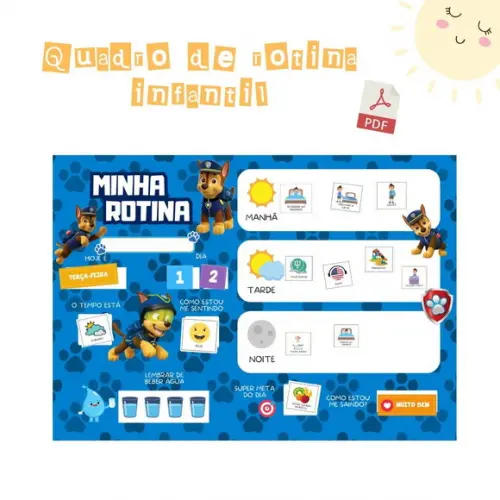 Quadro Rotina Infantil Chase Patrulha Canina (digital Pdf)