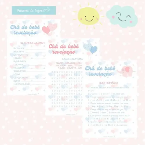 Kit Brincadeiras Chá de Bebê Revelação Elefantinho (pdf)