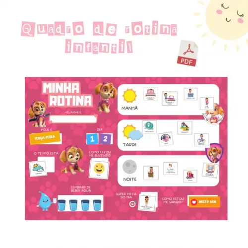 Quadro Rotina Infantil Skye Patrulha Canina (digital Pdf)
