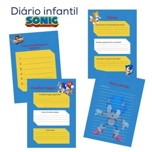Diário Infantil Sonic (arquivo Pdf)