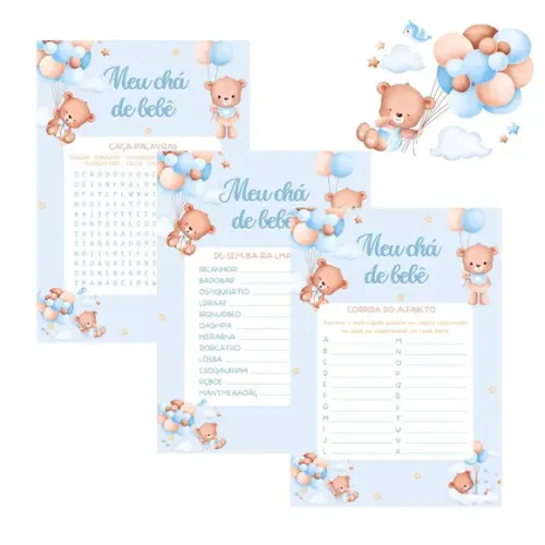 Kit Brincadeiras Chá de Bebê - Ursinho Cute