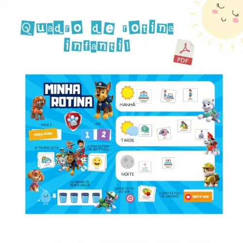 Quadro Rotina Infantil Patrulha Canina (digital Pdf)