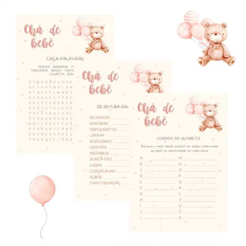Kit Brincadeiras Chá de Bebê - Ursinho Balões 2
