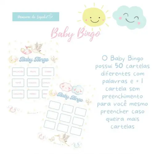 Baby Bingo Chá Revelação Baby Cegonha 50 Cartelas (pdf)