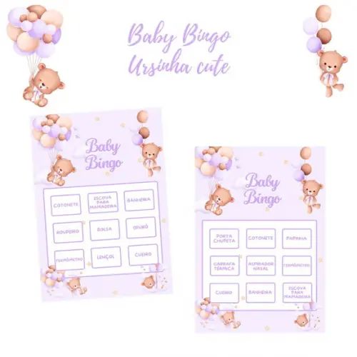 Baby Bingo Ursinha Cute (lilás) - 100 Cartelas pdf