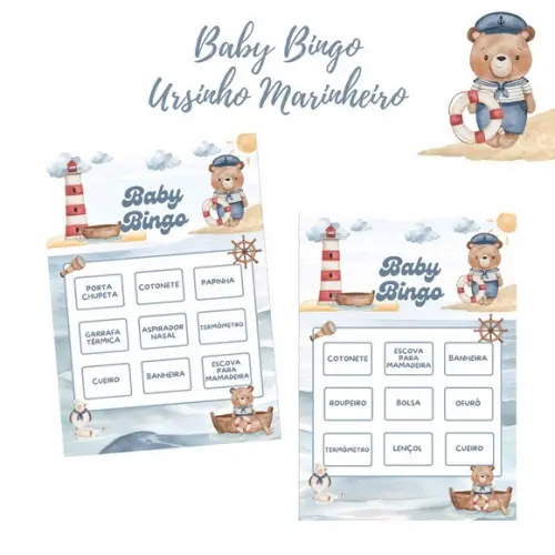 Baby Bingo Ursinho Marinheiro Aquarela - 100 Cartelas pdf