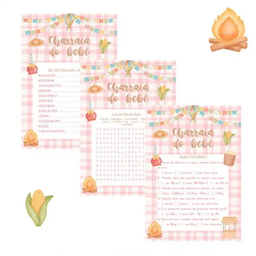 Kit Brincadeiras Charraiá do Bebê Festa Junina - Rosa (pdf)