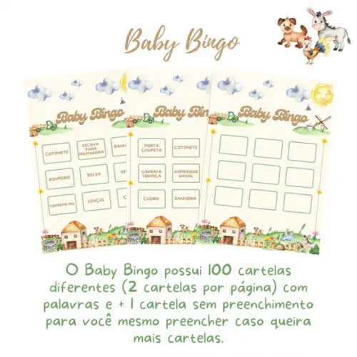Baby Bingo Fazendinha (100 Cartelas) - pdf
